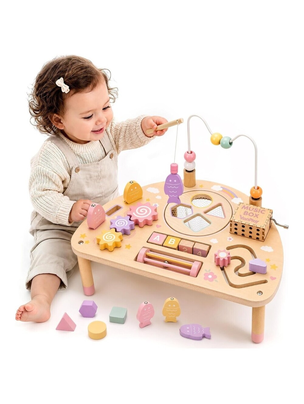 8-in-1 Wooden Montessori Activity Table Learning Activity for Toddlers